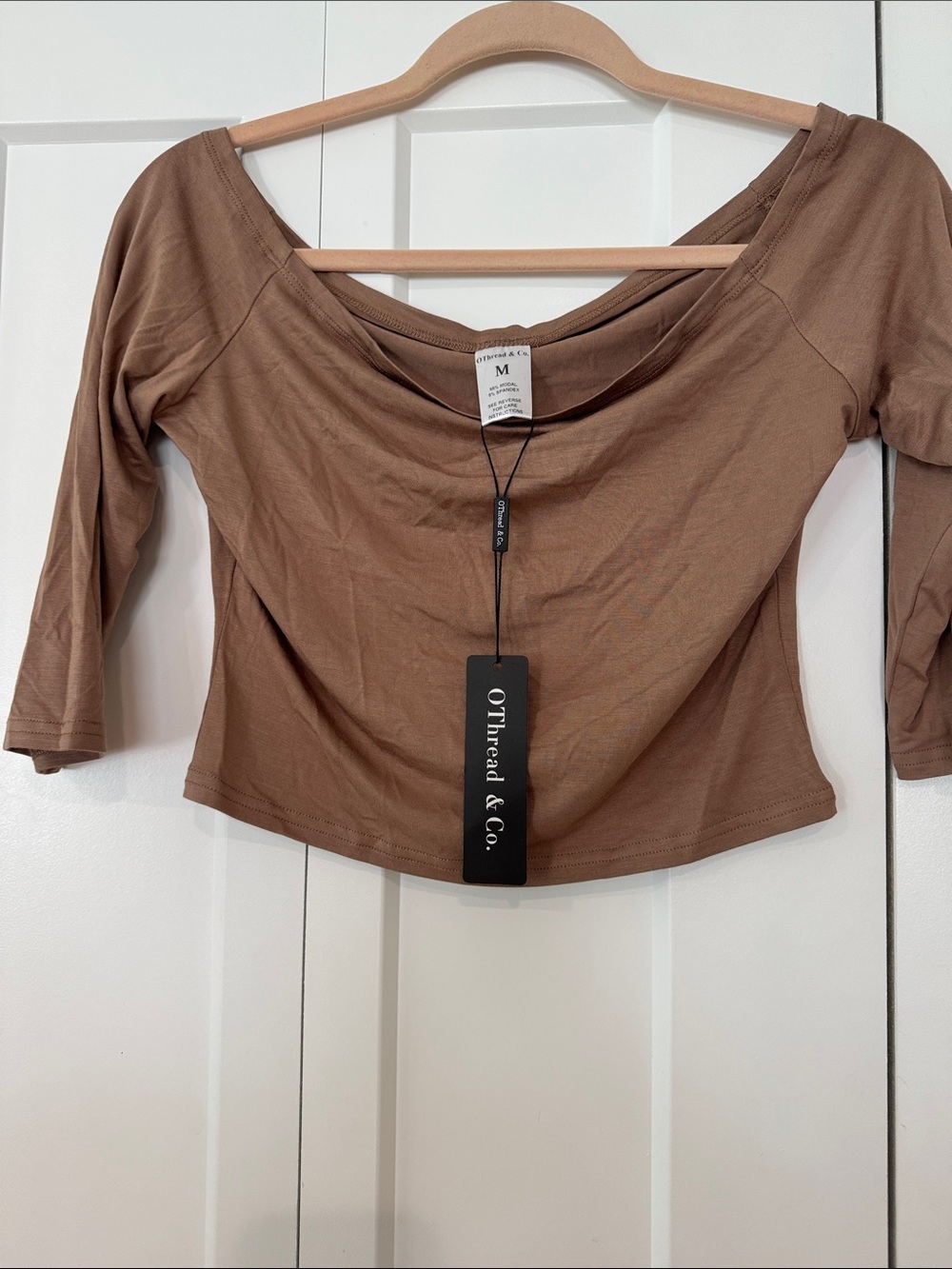 Women's Brown Off-Shoulder Cropped Top